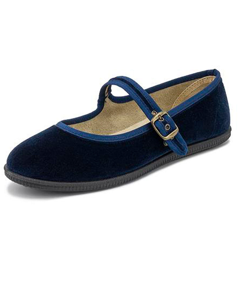 Mary Janes Velvet Shoes Navy