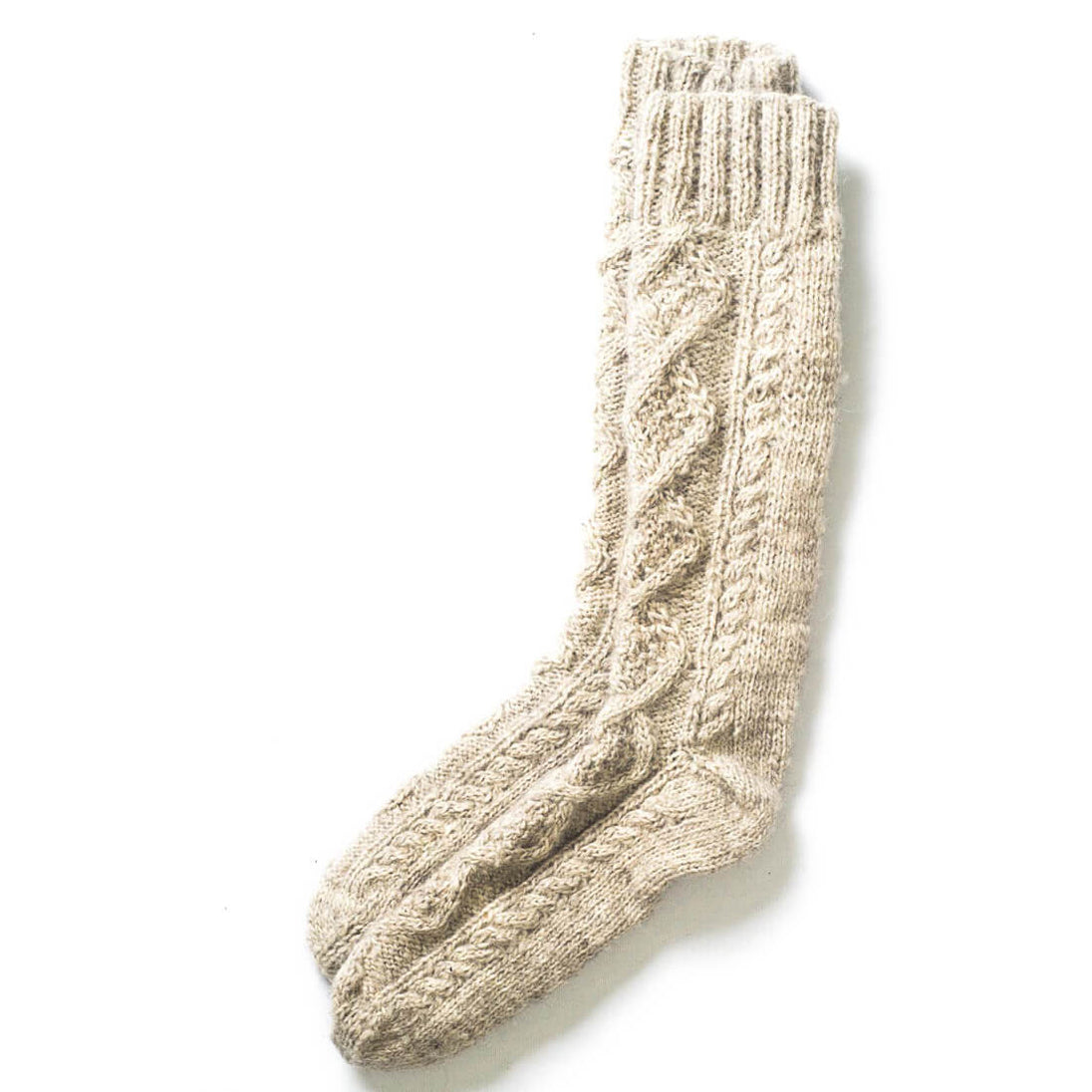 Classic Hand Knitted Wool Socks | Cream Colour by BIBICO