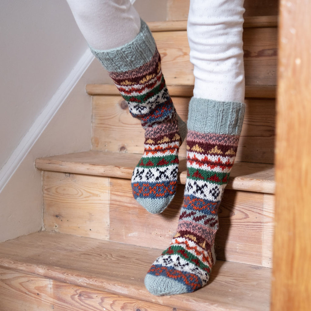 Liv Fair Isle Pattern Wool Socks, Multicoloured